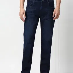 Peter England Navy Cotton Relaxed Fit Jeans-picture-19