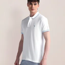 U.S. Polo Assn. Men Solid Polo Collar Cotton Slim Fit T-Shirt image 5