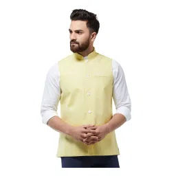 Sojanya Lemon Yellow Regular Fit Nehru Jacket image 1