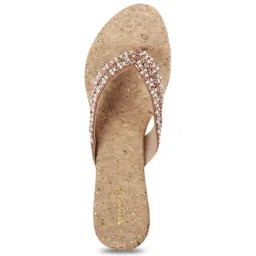 Rocia by Regal Champagne Gold Thong Wedges image 3