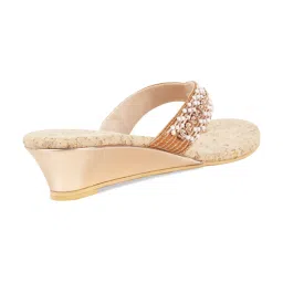 Rocia by Regal Champagne Gold Thong Wedges image 5