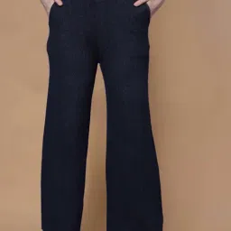 Mafadeny Navy Self Pattern Palazzos-image-2