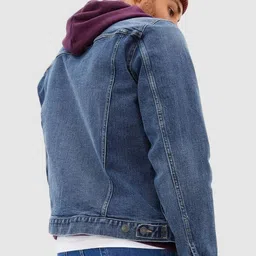 GAP Men Spread Collar Solid Denim Jacket image 2