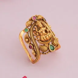 Kushal's Fashion Jewellery Ruby Green Gold Polished Antique Finger Ring for Women-image-44