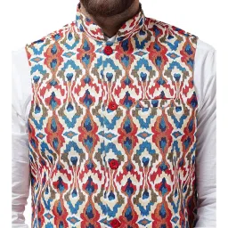 Sojanya Multicolor Abstract Print Nehru Jacket image 4