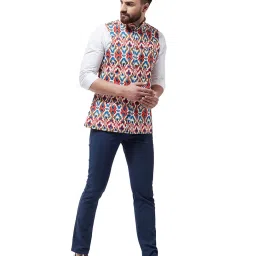 Sojanya Multicolor Abstract Print Nehru Jacket image 5