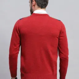 Monte Carlo Red Wool Blend Regular Fit Geometric Pullover image 2