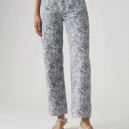 Levi's 501 90 Light Blue Cotton Regular Fit Floral Print Jeans-picture-6