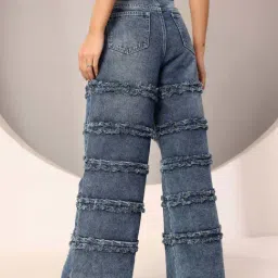 Dolce Crudo Blue Flared Fit Distressed Jeans image 2