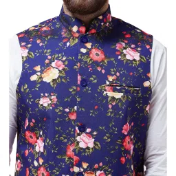 Sojanya Royal Blue Floral Print Nehru Jacket image 4