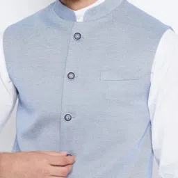 Crimsoune Club Blue Slim Fit Nehru Jacket image 5