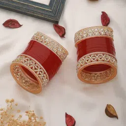 Aatmana Maroon Red AD Studded Bridal Chuda - Set of 36-picture-44