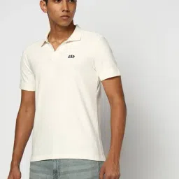 GAP White Slim Fit Printed Polo T-Shirt-image-79