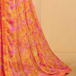 Saree Mall Orange Chiffon Self Saree with Blouse Piece image 5