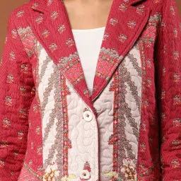 aarke Ritu Kumar Maroon Floral Print Coat image 4