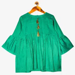 Kiddopanti Kids Green Solid Kurta with Pants image 3