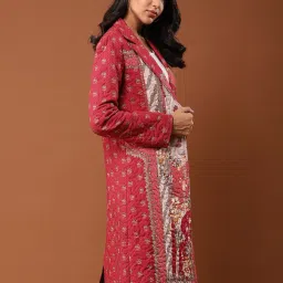 aarke Ritu Kumar Maroon Floral Print Coat image 3