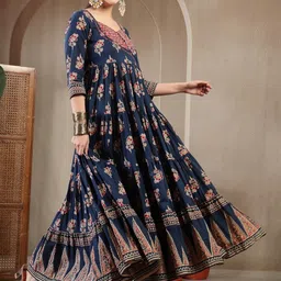 Anouk Mirage Women Floral Printed Thread Work Floral Anarkali Kurta image 5
