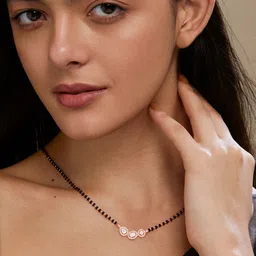 MINUTIAE Rose Gold-Plated Crystals Studded Mangalsutra-picture-30