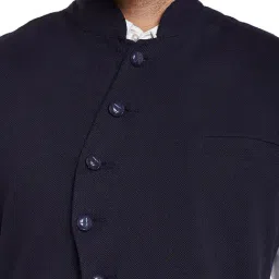 Hypernation Dark Blue Slim Fit Waistcoat image 4