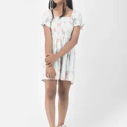Crimsoune Club Kids Sky Blue Printed Dress-picture-16