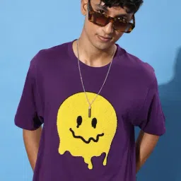 Dillinger Purple Cotton Loose Fit Printed Oversized T-Shirt-picture-10