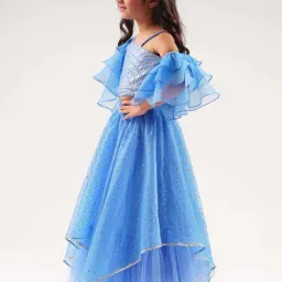 Lil Drama Kids Blue Cotton Embroidered Ghagra Cholis image 4