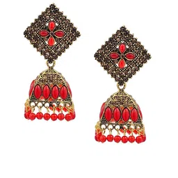 Adhvik Gold-Plated Rhinestone Studded Dome Shaped Jhumkas image 5