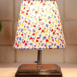 Devansh Cotton Square Brown Wood Table Lamp - Multicolor-picture-38