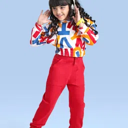 Ollington St. 100% Cotton Knit Full Sleeves Winter Wear Suit With Text Print - White & Red-picture-28