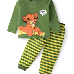 Babyhug Disney Single Jersey Knit Full Sleeves Night Suit with Lion King Graphics - Green-picture-26