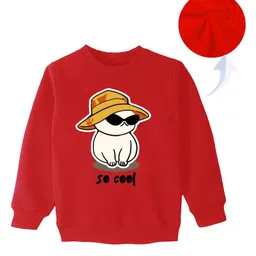 KAVEE Full Sleeves Cat Printed Sweatshirt - Red-picture-34