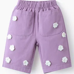 Mark & Mia Cotton Trouser With Floral Crochet Applique - Purple-picture-10