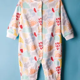 ToffyHouse 100% Cotton Knit Full Sleeves Sleep Suit with Animal Print - White-picture-33