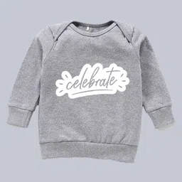 Kadam Baby Cotton Knit Diwali Theme Full Sleeves Celebrate Text Printed Light Winter Sweatshirt - Grey-picture-37
