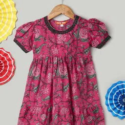 BownBee Floral Puff Sleeve Empire Midi Dress-picture-24