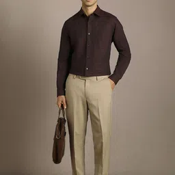 Louis Philippe Men Micro Checked Spread Collar Formal Shirt image 4