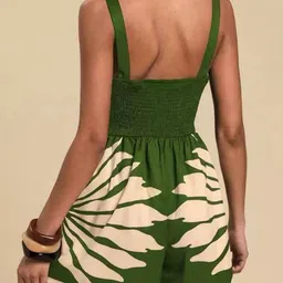 Miss Mosa By Akanksha Sabella Cut-Out Romper In Green image 3