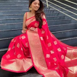 Moda Rapido Ethnic Motifs Woven Design Zari Pure Silk Kanjeevaram Saree image 5