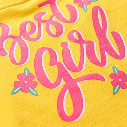 Babyhug Cotton Knit Full Sleeves Sweatshirt with Text Print - Yellow image 3