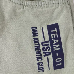 Olio Kids Cotton Knit Above Knee Length Shorts with Text Print - Olive Green image 2