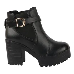 Shoetopia Solid Boots - Black image 4