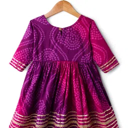 teentaare Teentare Cotton Woven Full Sleeves Kurta & Sharara Set With Bandhani Print - Purple image 3