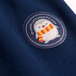 Ollypop Interlock Knit Full Length Lounge Pant With Text Patch - Navy Blue image 3