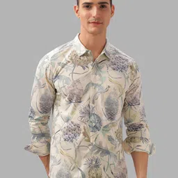 BULLMER Men Spread Collar Floral Printed Cotton Casual Shirt-picture-27