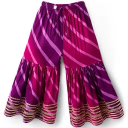 teentaare Teentare Cotton Woven Full Sleeves Kurta & Sharara Set With Bandhani Print - Purple image 4