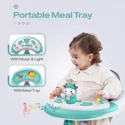 fab n funky Baby Two In One Multifunctional Adjustable Height Musical Walker Cum Rocker - Green image 5