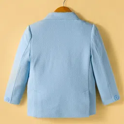Mark & Mia Woven Full Sleeves Party Blazer with Turtle Neck Inner Tee & Pocket Detailing - Light Blue image 5