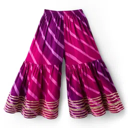 teentaare Teentare Cotton Woven Full Sleeves Kurta & Sharara Set With Bandhani Print - Purple image 5
