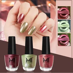 MI FASHION Set Of 3 High Shine Long Lasting Shimmer Nail Paint - 12ml Each-picture-39